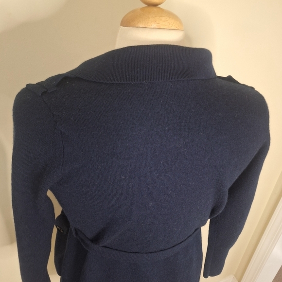 Banana Republic belted merino wool sweater blazer Prussion Blue SZ SP - Picture 5 of 9